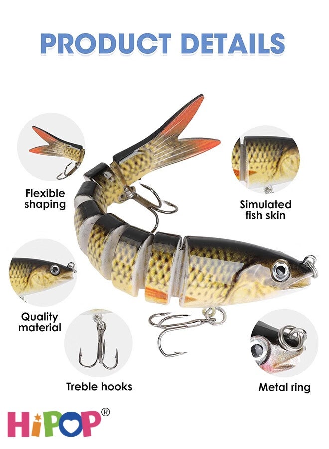 HIPOP 3 Pieces Predator Fishing Lure, Bionic Slow Sinking Artificial Pike Fishing Lures Multi-Jointed Fishing Lures with Triple Hooks for Predator, Pike, Trout - Image 3